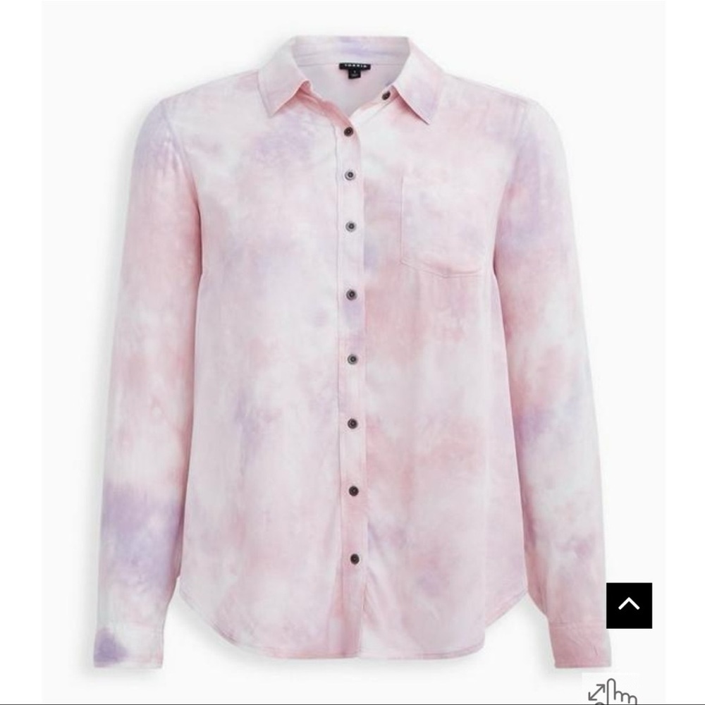 Torrid Pink Washed Button Down Blouse